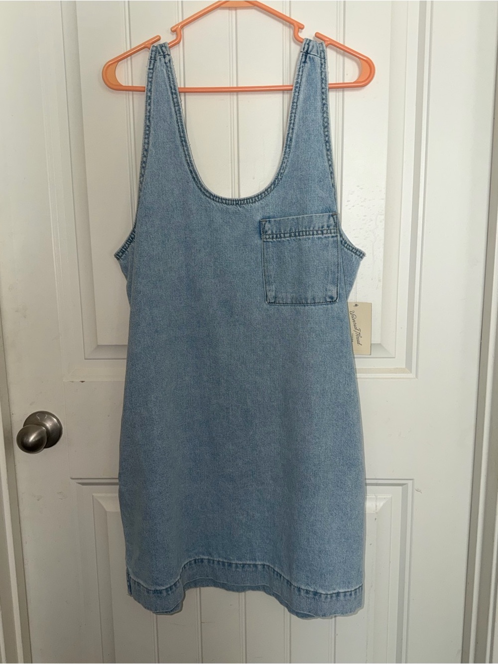 New with tags Light Wash Denim Pinafore Dress